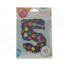 Balon foliowy w kropki cyfra 5