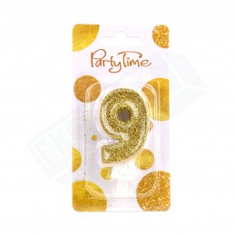 Świeczka urodzinowa złota "9"